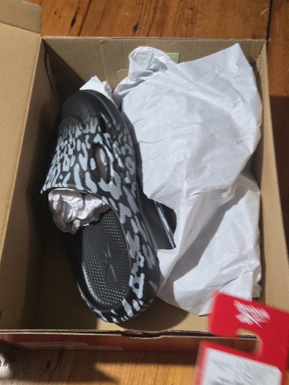 Nwt Reebok DMX Recovery Mule Slide - Black with Gray Sz M9 W10 Upper
